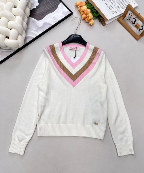 Valentino Vintage V-Neck Knit Sweater in Soft Wool