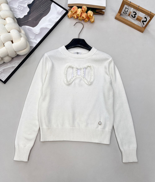 Chanel Round Neck Hollow-out Bow Knit Long Sleeve, Comfortable and Stylish