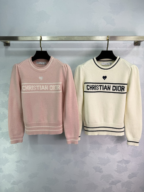 Dior Heart Decorated Long Sleeve Knit in High - Quality Cashmere