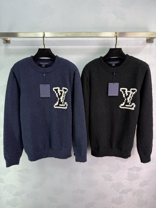 Louis Vuitton Intarsia Logo Wool Sweater, Soft, Breathable and Classic Loose Fit