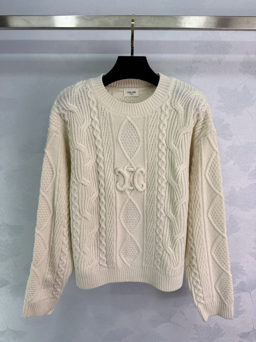 Celine Triumphal Arch Twisted Knit Sweater with Iconic Design