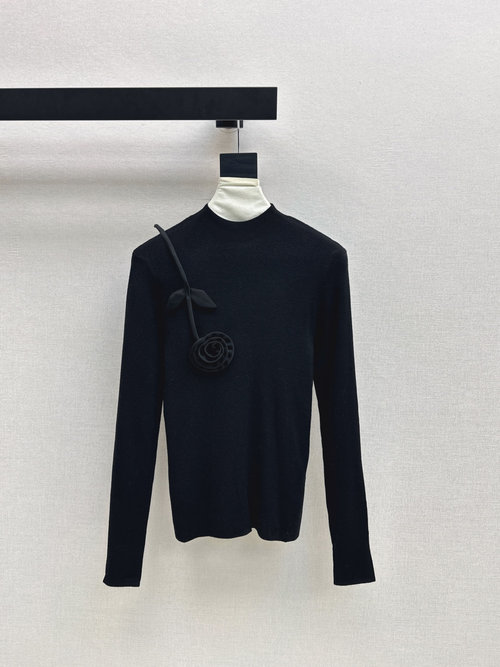 Valentino Soft Knitted Wool Turtleneck Shirt with Subtle Floral Details