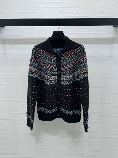 Polo Ralph Lauren Fair Isle Jacquard Knitted Long-Sleeve Cardigan, Premium Wool Blend