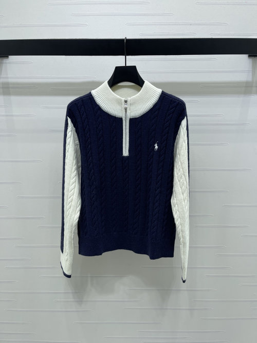Polo Ralph Lauren Contrast Color Stand-up Collar Half-zip Sweater, Soft, Comfortable and Stylish Design