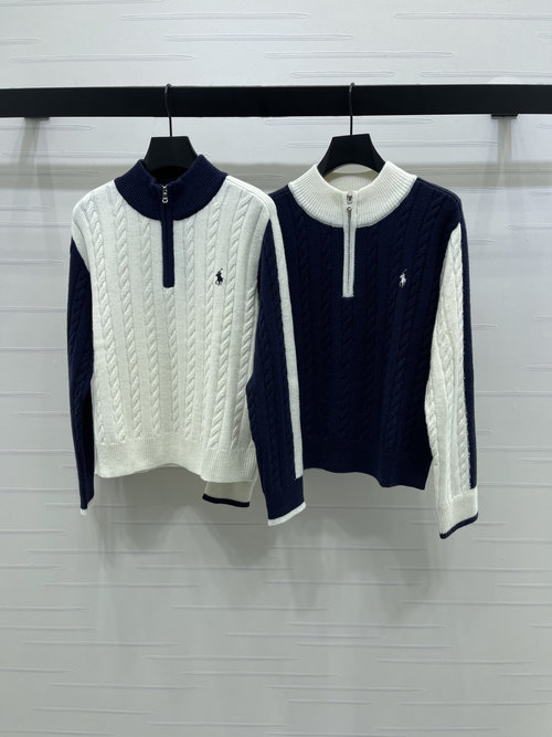 Polo Ralph Lauren Contrast Color Stand-up Collar Half-zip Sweater, Soft, Comfortable and Stylish Design