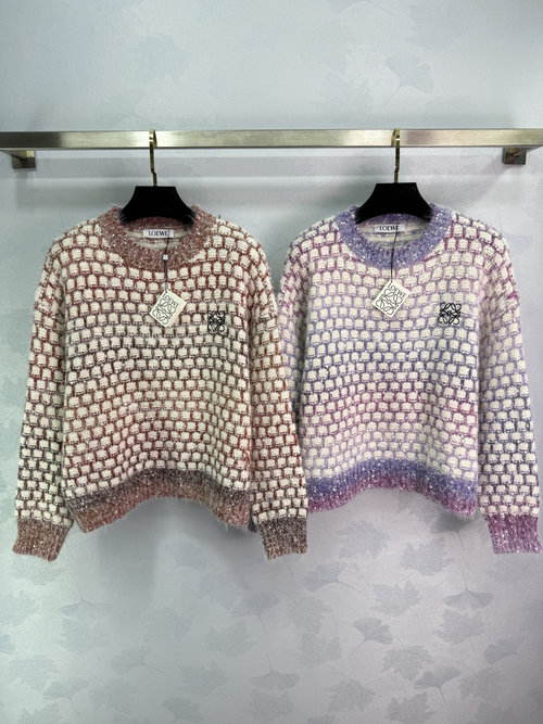 Loewe Elegant Gradient Round - Neck Sweater with Badge Ornament
