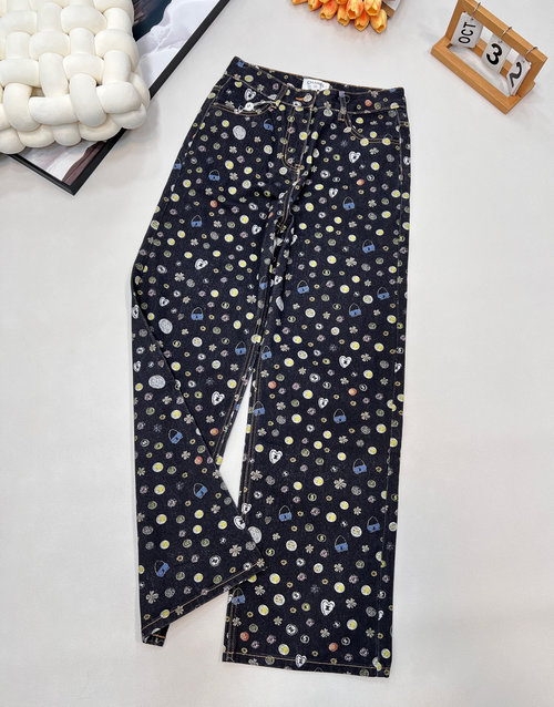 Chanel Retro-Style 3D Printed Colorful Denim Jeans