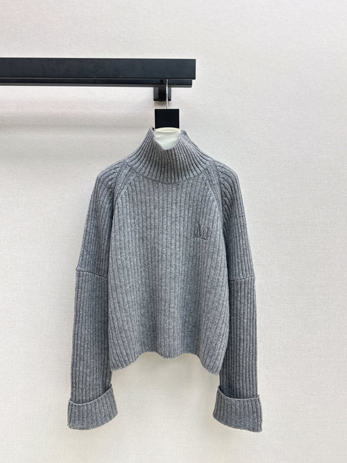 Max Mara Lazy High - Neck Sweater in Melange Wool Colors