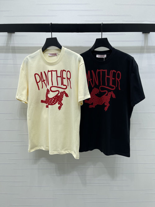 Valentino High-End Round Neck Short-Sleeved T-Shirt with Slimming Effect