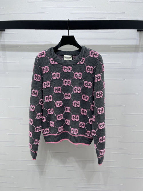 Gucci High - Quality Round - Neck Jacquard Knit Sweater with Double G Pattern