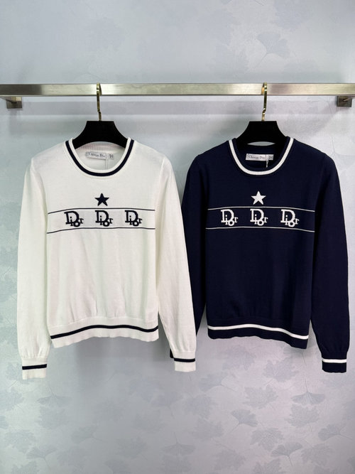 Dior Classic Brand Logo Knitted Crew - Neck Sweater, Simple and Stylish Design