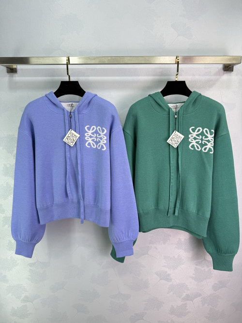 Loewe Hooded Knit Top with Logo Embroidery, Comfortable and Adaptable