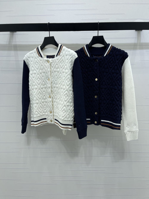 Louis Vuitton Luxury Jacquard Knit Zipper Baseball Colorblocked Ski Jacket