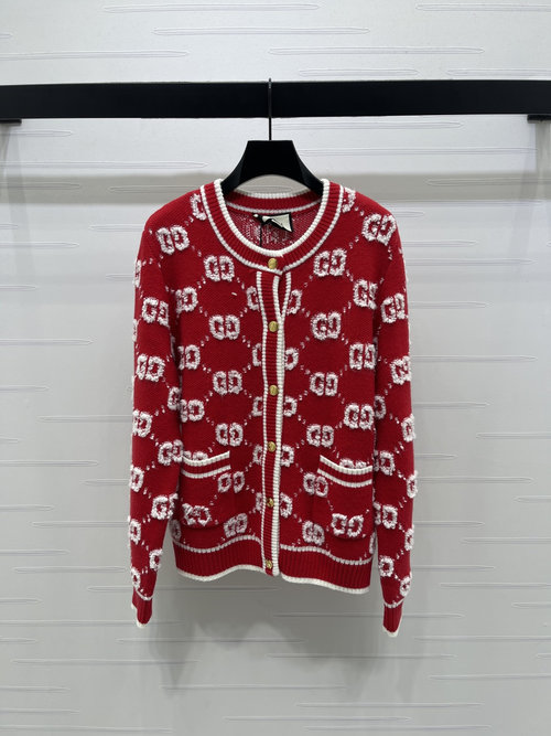 Gucci Comfortable Wool Knit Cardigan with GG Hook Flower
