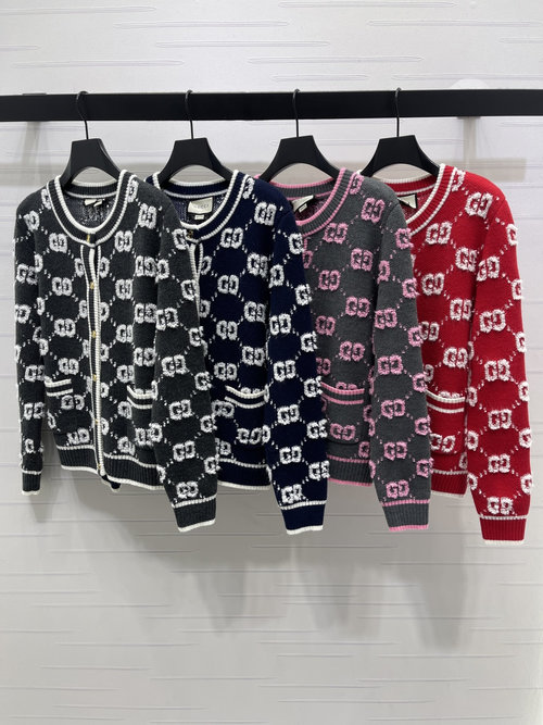 Gucci Premium Knitted Open Cardigan with GG Hooked Flower Design