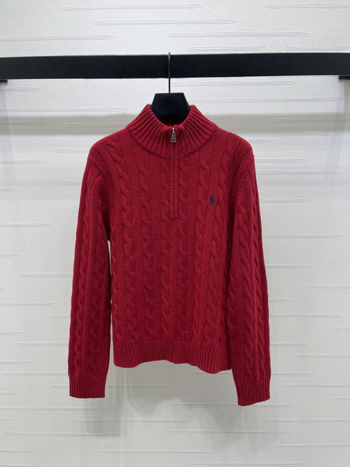 Polo Ralph Lauren Polo Series Soft Woolen Half-Open Long-Sleeve Sweater with Horse Logo
