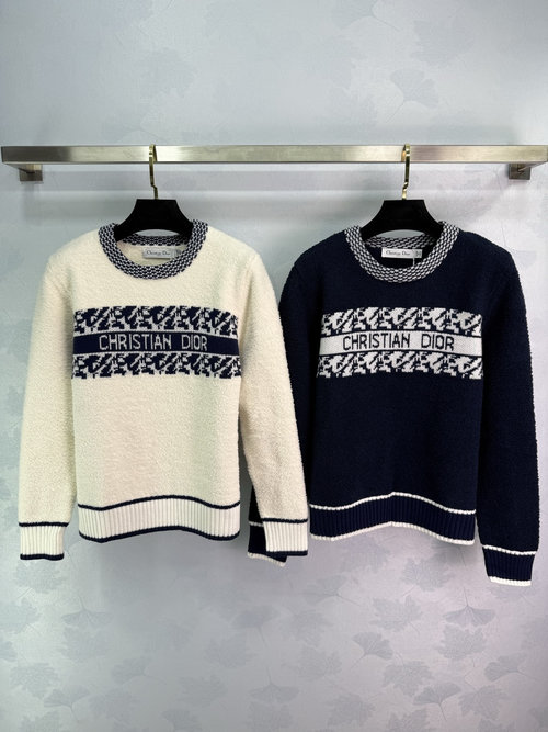 Dior V-Neck Contrast Logo Knitted Top, Captivating and Fashionable