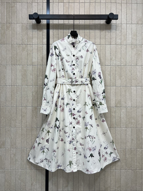Dior Butterfly Print Long-Sleeved Dress for Graceful Events