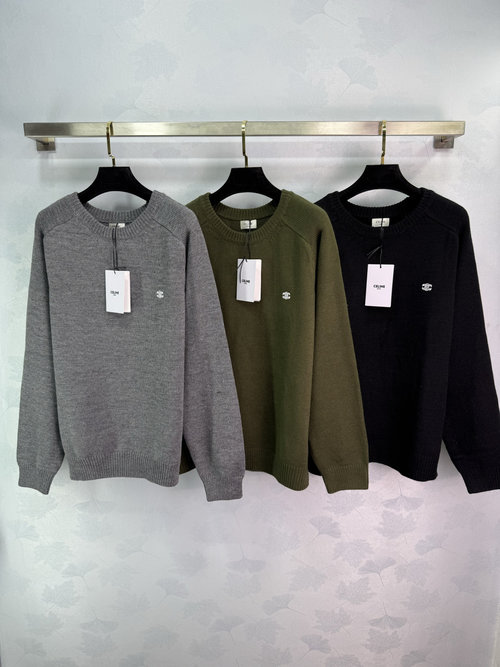 Celine Soft Wool Knitwear Featuring a Classic Arc De Triomphe Logo