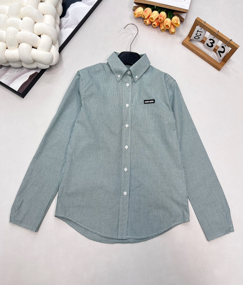 Miu Miu Regular Checked Shirt with Letter Patch