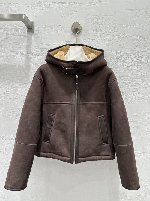 Hermes Exclusive Imported Suede Fur Hooded Jacket in Classic H Shape