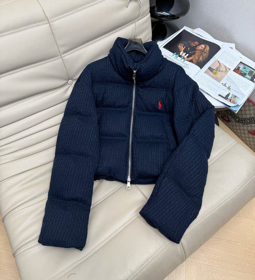 Yves Saint Laurent Premium White Duck Down Short Puff Jacket with Embroidered Logo