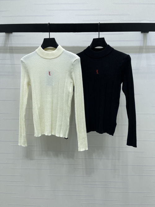 Yves Saint Laurent Embroidered Knit Long-Sleeve Top in Soft Wool for Daily Wear