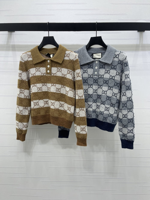 Gucci Premium Knitted Long Sleeve with Stripes and Double G Patterns