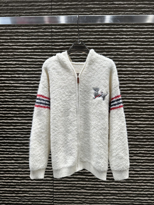 Thom Browne New Arrival Lamb Wool Embroidered Sausage Dog Zip Sweater