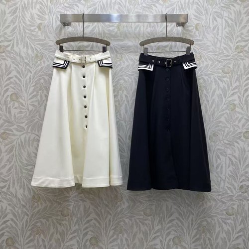 Dior Navy-Collared School-Style Slimming Skirt with Multiple Styles