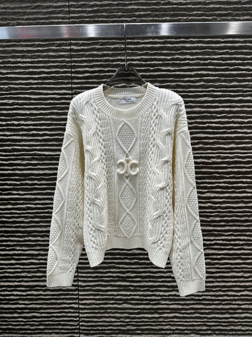 Celine Three-Dimensional Logo Pullover Sweater, High-Quality Knit