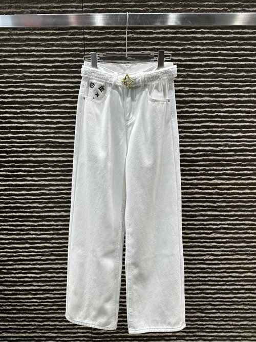 Louis Vuitton Thickened Straight-Leg Jeans with Belt