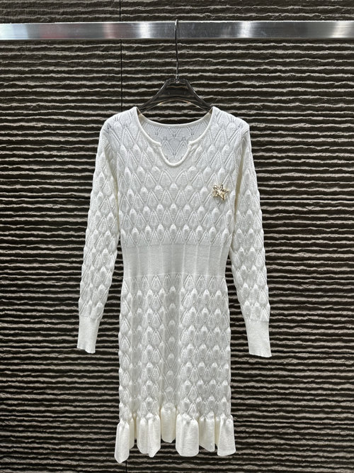 Chanel Small V-Neck Knitted Mermaid Dress