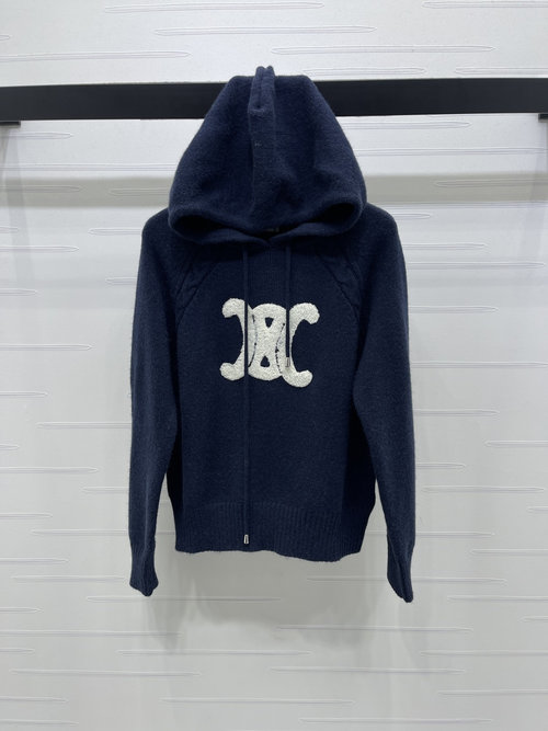 Celine Hooded Sweater with White Arch Logo for a Sophisticated Look