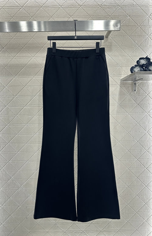 Yves Saint Laurent High - Waist Micro - Flare Elastic Pants with Gold Embroidered Logo