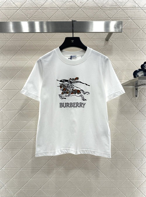 Burberry Custom Cotton Round Neck T-shirt with Embroidered Warhorse Logo