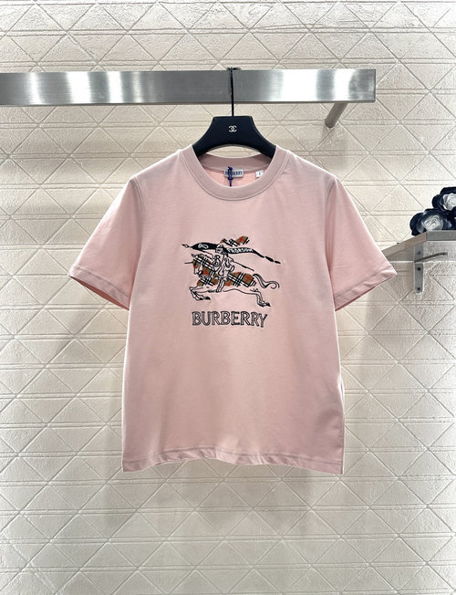 Burberry Custom Cotton Round Neck T-shirt with Embroidered Warhorse Logo