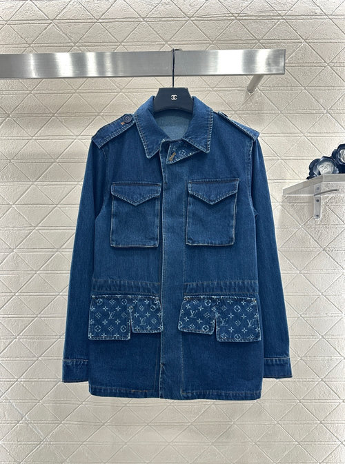 Louis Vuitton Laser Denim Jacket and Skirt Set with Vintage Style