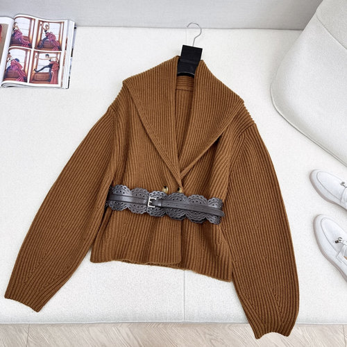 Alaia Exclusive Woolen Cardigan with Belt for Elegant Look