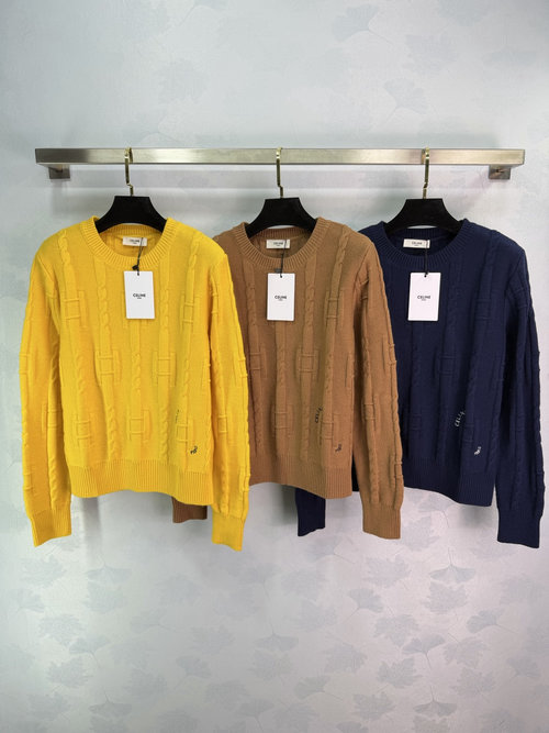 Celine Hollow Cable Knit Long Sleeve Sweater for a Fashionable Commute Look