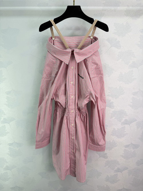 Miu Miu Versatile Striped Shirt Dress in Comfortable Cotton