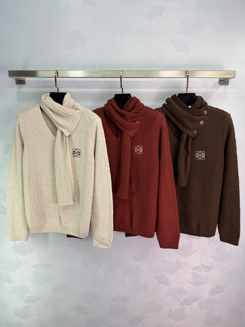 Loewe Wool V - neck Knitwear with Logo Embroidery for a Casual Appearance