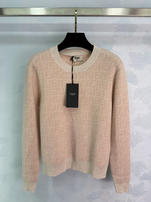 Fendi Letter Jacquard Knit Long Sleeve Top for Elegant Appearance