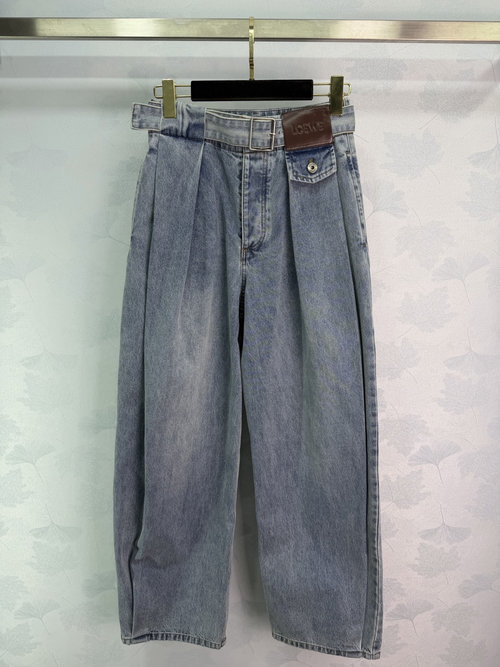 Loewe Light Blue Denim Jeans Paired with a Signature Pleated Belt