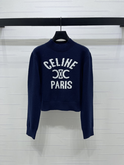 Celine High-Quality Wool Turtleneck Pullover with Hooked Pattern
