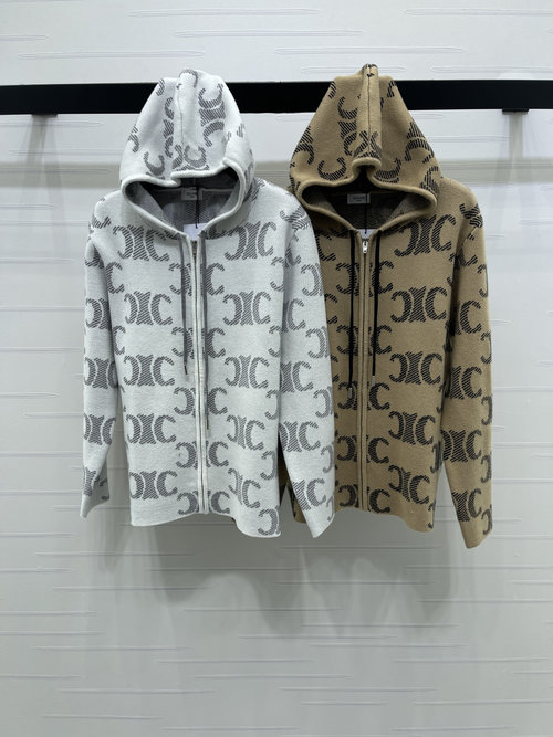 Celine Arc de Triomphe Print Knit Zip-up Cardigan in Two Classic Colors