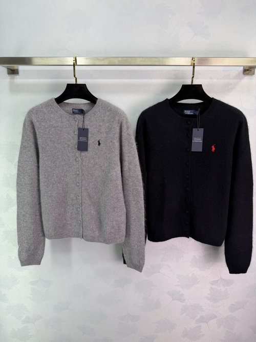 Polo Ralph Lauren Classic Cashmere Cardigan with Horse Embroidery, Soft and Luxurious Feel