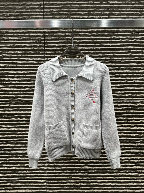 Vivienne Westhood Stylish Embroidery Collar Open Cardigan