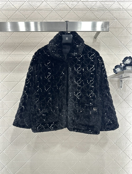 Chanel Ski Series Fur Single - breasted Short Coat with Double C Logo