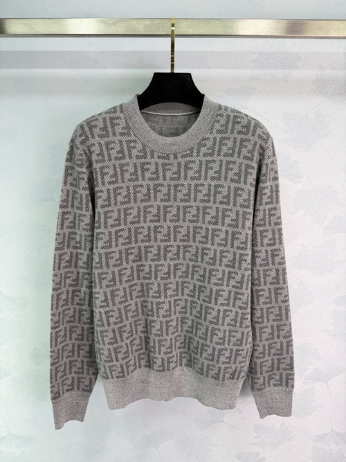 Fendi FF Pattern Knitted Sweater, High Quality Wool Blend